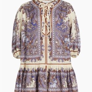 Zimmerman Ottie Lace-up Linen Mini-dress